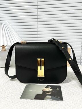 DeMellier Black Leather Crossbody with Gold Hardware